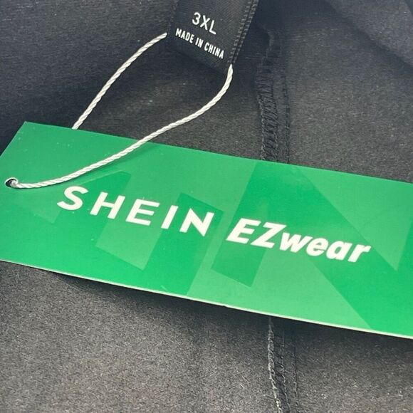 NWT Shein Womens 3XL Black Pants Curve High Waist Faux Leather Straight Wide Leg - Picture 6 of 16